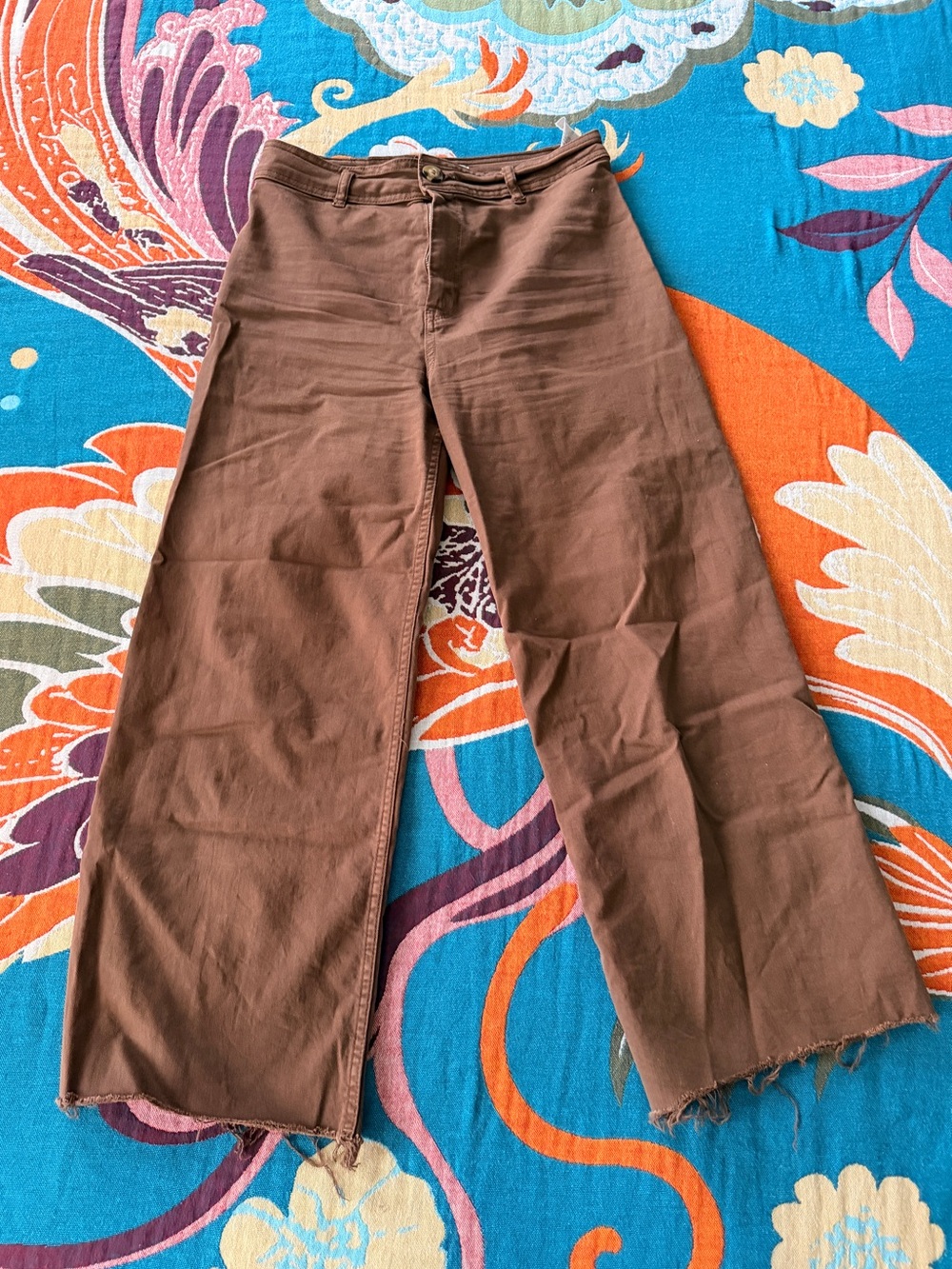 Stradivarius Wide Leg Brown Cropped Pants